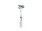 White gold Fancy Blue Princess Cut Diamond Solitaire Ring with Flower Prong Setting and Classic Band_3