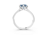 White gold Fancy Blue Princess Cut Diamond Solitaire Ring with Flower Prong Setting and Classic Band_4