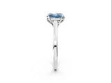 White gold Fancy Blue Princess Cut Diamond Solitaire Ring with Flower Prong Setting and Classic Band_74