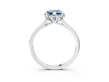 White gold Fancy Blue Princess Cut Diamond Solitaire Ring with Flower Prong Setting and Classic Band_75