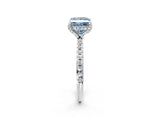 White gold Fancy Blue Princess Cut Diamond Solitaire Ring with Four-Prong Setting and Pavé Band_5