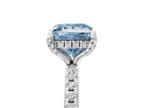 White gold Fancy Blue Princess Cut Diamond Solitaire Ring with Four-Prong Setting and Pavé Band_8