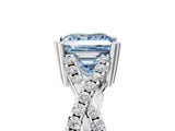 White gold Fancy Blue Princess Cut Diamond Solitaire Ring with Four-Prong Setting and Twisted Pavé Band_53