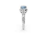 White gold Fancy Blue Princess Cut Diamond Solitaire Ring with Hidden Halo and Pavé Band_41