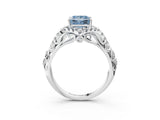 White gold Fancy Blue Princess Cut Diamond Solitaire Ring with Hidden Halo and Pavé Band_42
