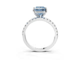 White gold Fancy Blue Princess Cut Diamond Solitaire Ring with Pavé Band and Four-Prong Setting_69