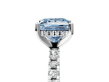 White gold Fancy Blue Princess Cut Diamond Solitaire Ring with Pavé Band and Four-Prong Setting_74