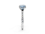 White gold Fancy Blue Princess Cut Diamond Solitaire Ring with Pavé Band and Four-Prong Setting_75