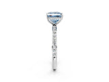 White gold Fancy Blue Princess Cut Diamond Solitaire Ring with Pavé Band and Hidden Halo_74
