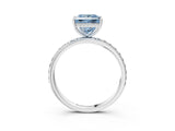 White gold Fancy Blue Princess Cut Diamond Solitaire Ring with Pavé Band and Hidden Halo_75