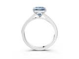 White gold Fancy Blue Princess Cut Diamond Solitaire Ring with Pavé Band and Prong Setting_15