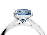 White gold Fancy Blue Princess Cut Diamond Solitaire Ring with Pavé Band and Prong Setting_16