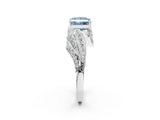White gold Fancy Blue Princess Cut Diamond Solitaire Ring with Prong Setting and Twisted Pavé Band_14