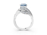 White gold Fancy Blue Princess Cut Diamond Solitaire Ring with Prong Setting and Twisted Pavé Band_15
