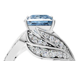 White gold Fancy Blue Princess Cut Diamond Solitaire Ring with Prong Setting and Twisted Pavé Band_16