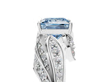 White gold Fancy Blue Princess Cut Diamond Solitaire Ring with Prong Setting and Twisted Pavé Band_17