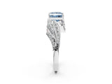 White gold Fancy Blue Princess Cut Diamond Solitaire Ring with Prong Setting and Twisted Pavé Band_2