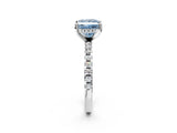 White gold Fancy Blue Princess Cut Diamond Solitaire Ring with Round  Pavé Band and Four-Prong Setting_50