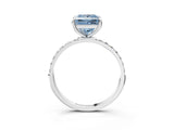 White gold Fancy Blue Princess Cut Diamond Solitaire Ring with Round  Pavé Band and Prong Setting_138