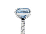 White gold Fancy Blue Princess Cut Diamond Solitaire Ring with Round  Pavé Band and Prong Setting_140