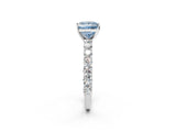 White gold Fancy Blue Princess Cut Diamond Solitaire Ring with Shared Prong Pavé Band and Four-Prong Setting_60