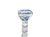 White gold Fancy Blue Princess Cut Diamond Solitaire Ring with Shared Prong Pavé Band and Four-Prong Setting_63