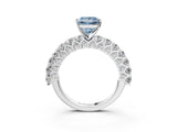 White gold Fancy Blue Princess Cut Diamond Solitaire Ring with Shared Prong Pavé Band and Four-Prong Setting_66