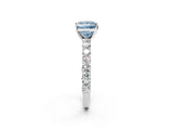 White gold Fancy Blue Princess Cut Diamond Solitaire Ring with Shared Prong Pavé Band and Four-Prong Setting_72