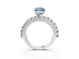 White gold Fancy Blue Princess Cut Diamond Solitaire Ring with Shared Prong Pavé Band and Four-Prong Setting_73
