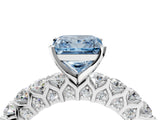 White gold Fancy Blue Princess Cut Diamond Solitaire Ring with Shared Prong Pavé Band and Four-Prong Setting_74