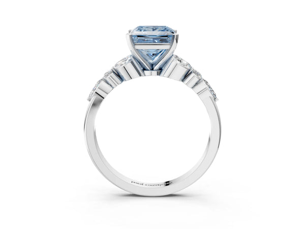 Platinum Princess Cut Engagement Ring Setting for Fancy Blue Center