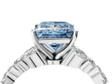 White gold Fancy Blue Princess Cut Diamond Solitaire Ring with Side Stones and Four-Prong Setting_48