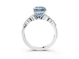 White gold Fancy Blue Princess Cut Diamond Solitaire Ring with Side Stones and Four-Prong Setting_52