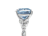 White gold Fancy Blue Princess Cut Diamond Solitaire Ring with Side Stones and Four-Prong Setting_54