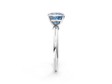 White gold Fancy Blue Princess Cut Diamond Solitaire Ring with Six-Prong Setting and Classic Band_299