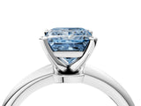 White gold Fancy Blue Princess Cut Diamond Solitaire Ring with Six-Prong Setting and Classic Band_299