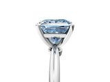 White gold Fancy Blue Princess Cut Diamond Solitaire Ring with Six-Prong Setting and Classic Band_301