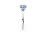 White gold Fancy Blue Princess Cut Diamond Solitaire Ring with Six-Prong Setting and Classic Band_304