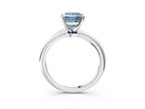 White gold Fancy Blue Princess Cut Diamond Solitaire Ring with Six-Prong Setting and Classic Band_304