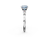 White gold Fancy Blue Princess  Cut Diamond Solitaire Ring with Tapered Baguette Accents and Four-Prong Setting_61