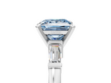 White gold Fancy Blue Princess  Cut Diamond Solitaire Ring with Tapered Baguette Accents and Four-Prong Setting_64