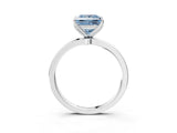 White gold Fancy Blue Princess Cut Diamond Solitaire Ring with Thin Band and Prong Setting_17