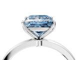 White gold Fancy Blue Princess Cut Diamond Solitaire Ring with Thin Band and Prong Setting_18