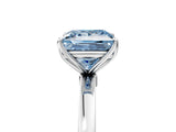 White gold Fancy Blue Princess Cut Diamond Solitaire Ring with Thin Band and Prong Setting_19