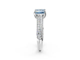 White gold Fancy Blue Princess Cut Diamond Solitaire Ring with Three-Row Pavé Band and Four-Prong Setting_51
