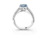 White gold Fancy Blue Princess Cut Diamond Solitaire Ring with Three-Row Pavé Band and Four-Prong Setting_52
