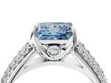 White gold Fancy Blue Princess Cut Diamond Solitaire Ring with Three-Row Pavé Band and Four-Prong Setting_53