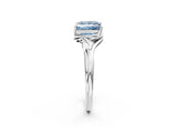 White gold Fancy Blue Princess Cut Diamond Solitaire Ring with Twist Band and Four-Prong Setting_133