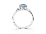 White gold Fancy Blue Princess Cut Diamond Solitaire Ring with Twist Band and Four-Prong Setting_134