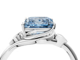 White gold Fancy Blue Princess Cut Diamond Solitaire Ring with Twist Band and Four-Prong Setting_135